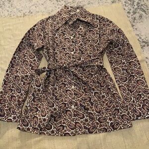 Vintage Paisley Button Down Shirt - Brown and Cream